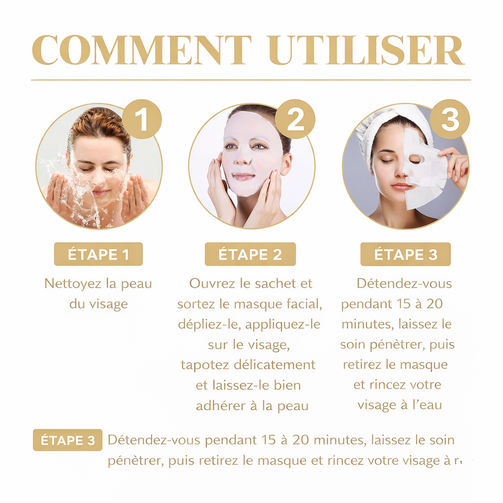 Masque Visage Collagène Anti-Âge (Lot de 10)